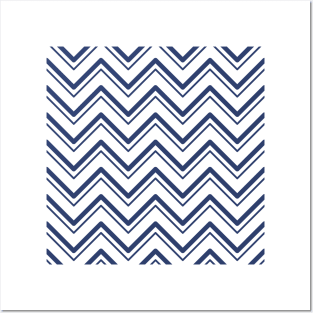 Blue Abstract Zigzag Lines Posters and Art